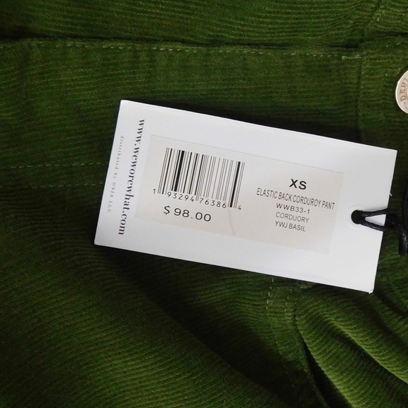 NWT!! WEWOREWHAT Elastic Back Corduroy Pants Basil Green Preppy Academia X-Small - Picture 12 of 16